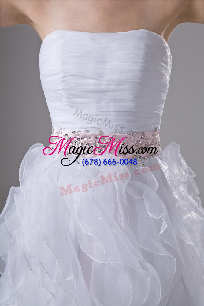 wholesale dynamic white sleeveless organza zipper bridal gown for wedding party