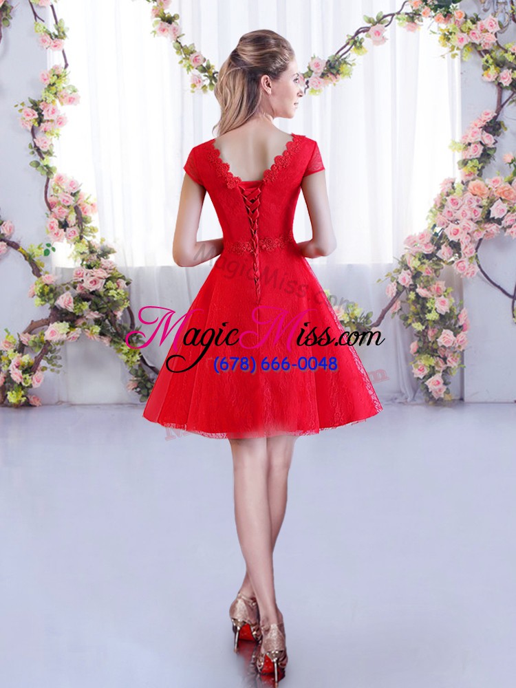 wholesale gorgeous mini length a-line cap sleeves quinceanera dama dress lace up