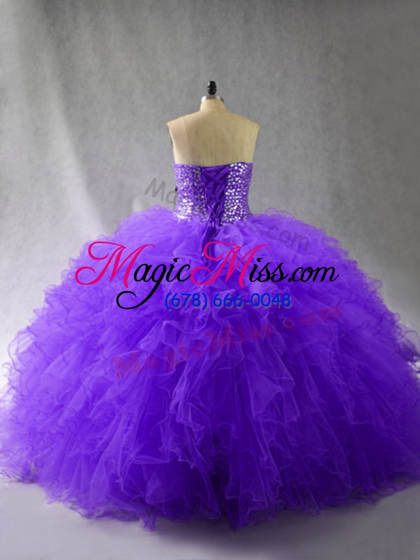 wholesale sweetheart sleeveless lace up quinceanera dress purple tulle