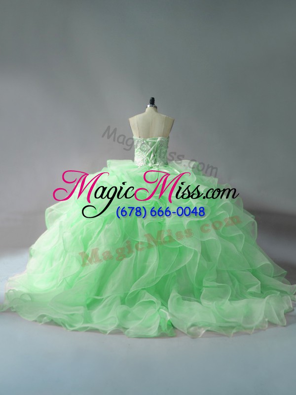 wholesale stunning sleeveless beading and ruffles lace up quinceanera dress with