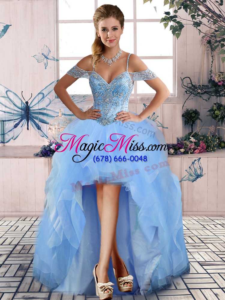 wholesale fancy blue quince ball gowns off the shoulder lace up