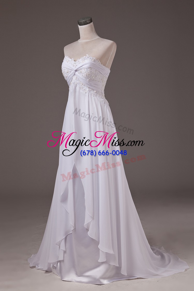 wholesale lace up wedding dresses white for wedding party with lace sweep train