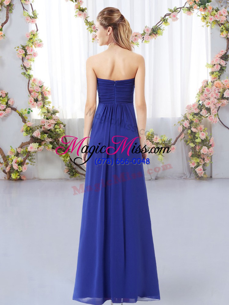 wholesale clearance purple chiffon zipper sweetheart sleeveless floor length dama dress for quinceanera ruching