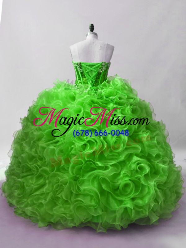 wholesale custom design floor length green quinceanera gown sweetheart sleeveless lace up