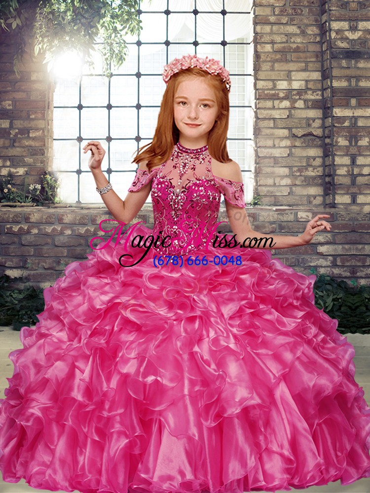 wholesale nice sleeveless beading and ruffles lace up little girls pageant gowns