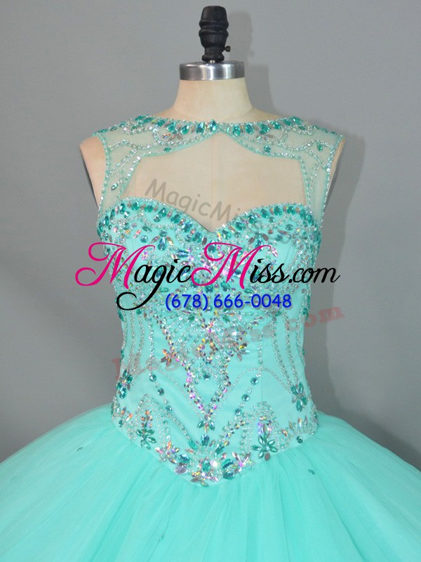 wholesale pretty apple green sleeveless beading lace up sweet 16 dresses