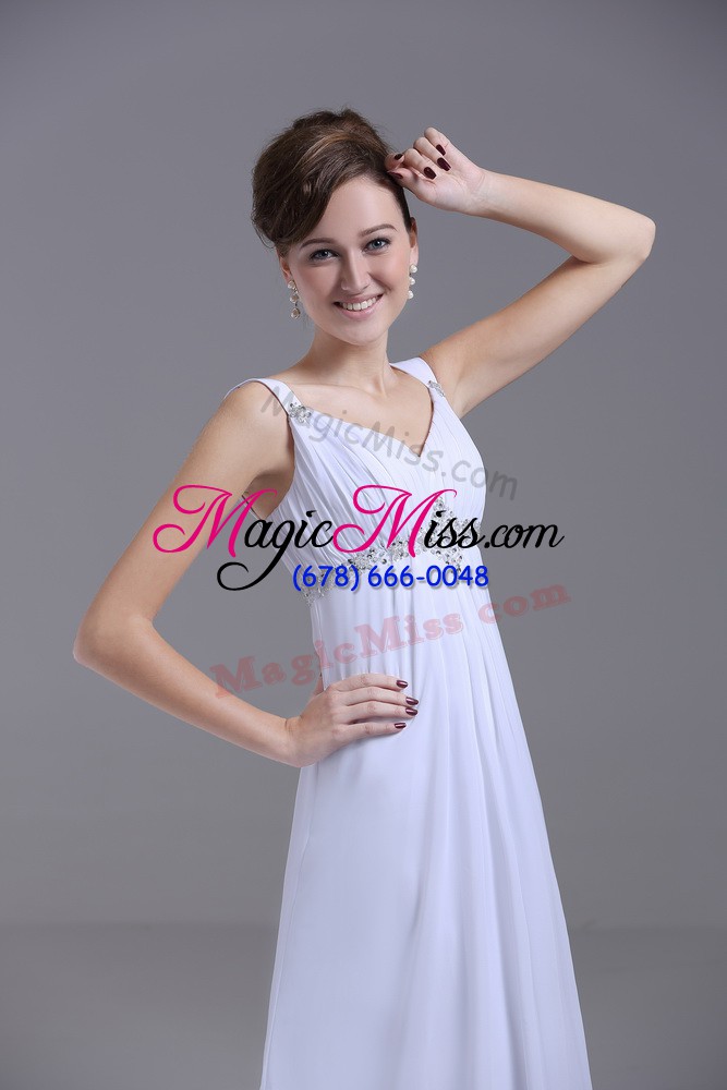 wholesale lovely empire sleeveless white wedding gown brush train lace up