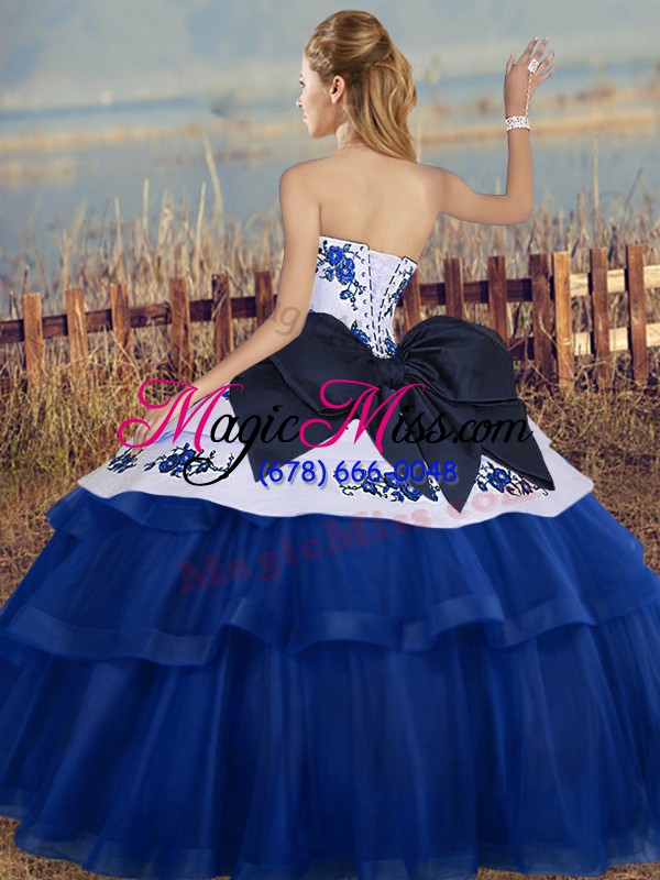 wholesale ball gowns 15 quinceanera dress royal blue sweetheart tulle sleeveless floor length lace up