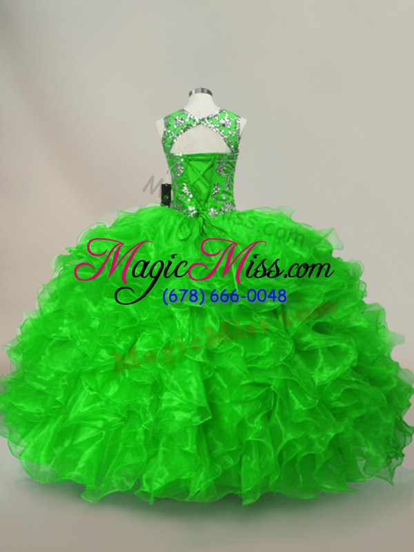 wholesale ball gowns ruffles and sequins ball gown prom dress lace up organza sleeveless floor length