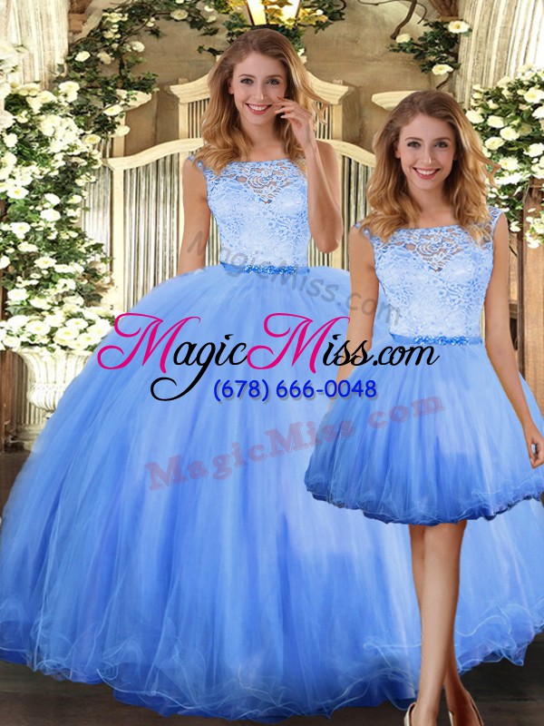 wholesale blue sweet 16 quinceanera dress military ball and sweet 16 and quinceanera with lace scoop sleeveless clasp handle