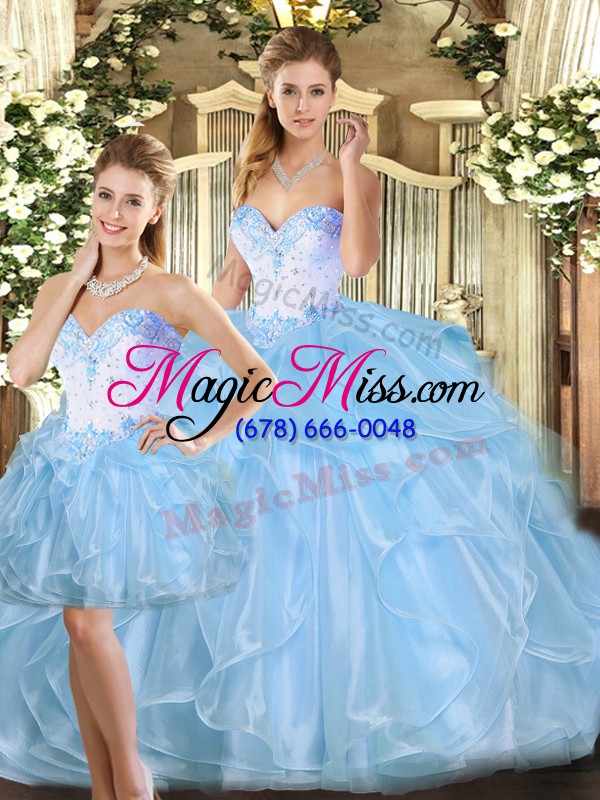 wholesale new arrival blue sleeveless organza lace up 15 quinceanera dress for sweet 16 and quinceanera