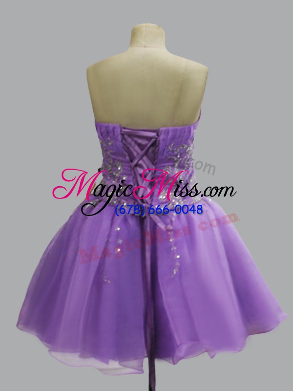 wholesale lavender lace up sweetheart beading organza sleeveless