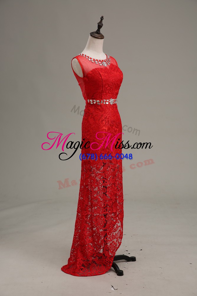 wholesale sexy red mother of the bride dress prom and party and wedding party with beading scoop sleeveless zipper