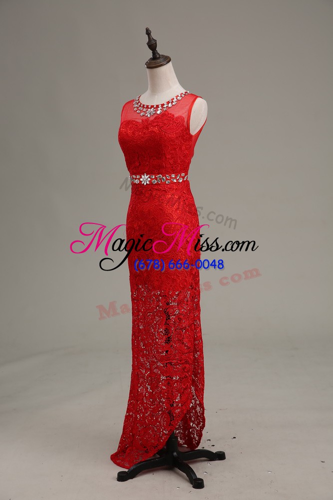 wholesale sexy red mother of the bride dress prom and party and wedding party with beading scoop sleeveless zipper