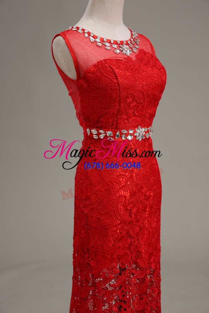 wholesale sexy red mother of the bride dress prom and party and wedding party with beading scoop sleeveless zipper