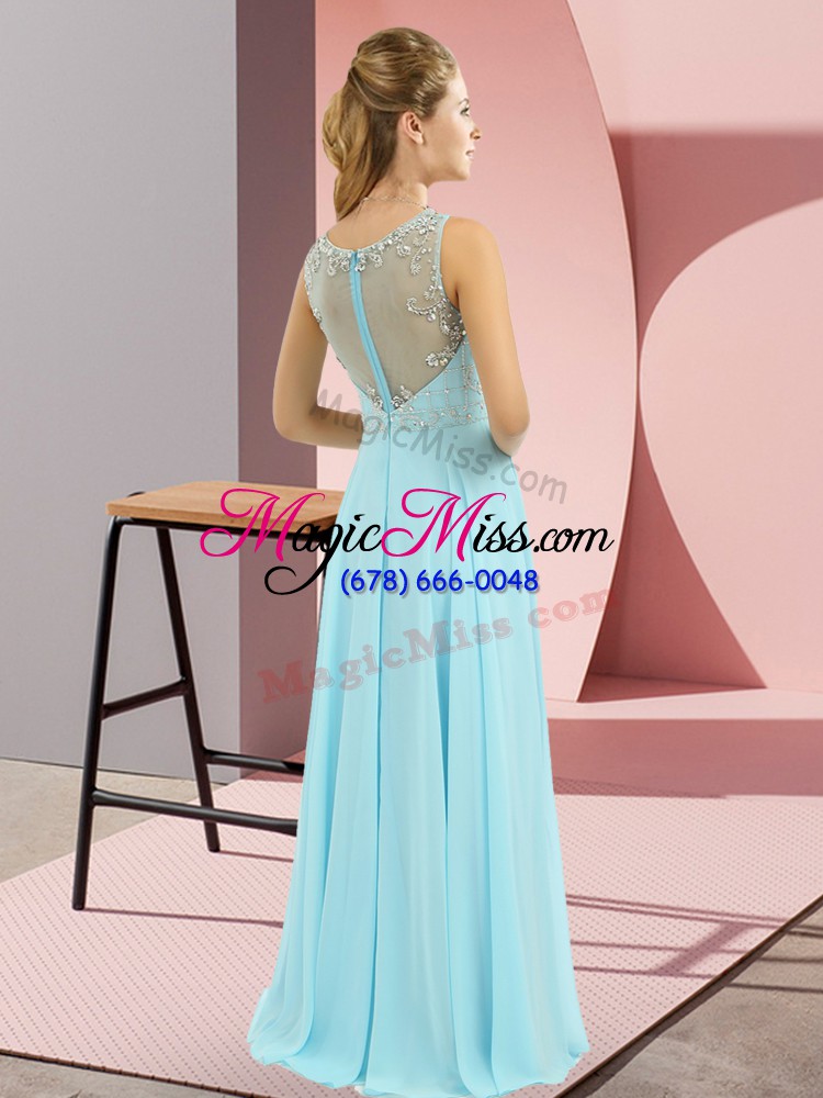 wholesale floor length apple green dress for prom chiffon sleeveless beading