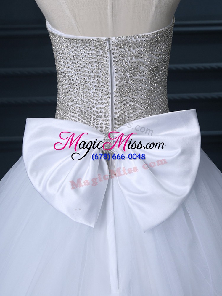 wholesale fancy white sleeveless tulle zipper wedding dresses for wedding party