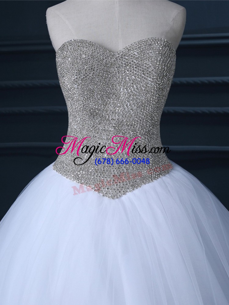 wholesale fancy white sleeveless tulle zipper wedding dresses for wedding party