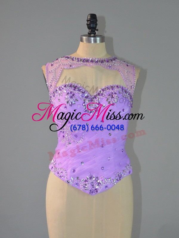 wholesale glittering organza scoop sleeveless lace up beading and ruffles quinceanera dresses in lavender