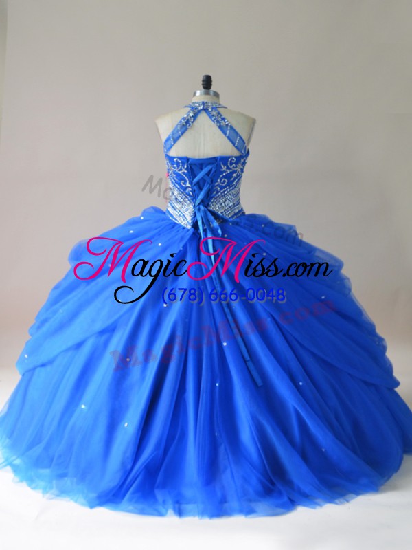 wholesale floor length ball gowns sleeveless royal blue ball gown prom dress lace up