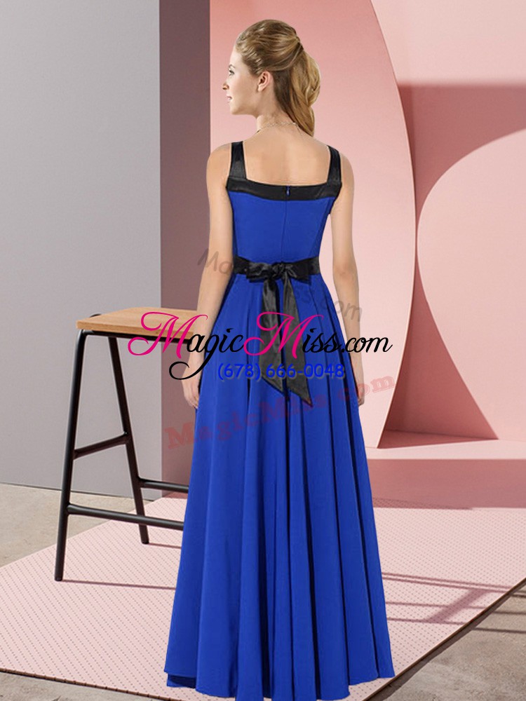 wholesale discount fuchsia bridesmaid dresses wedding party with belt square sleeveless zipper