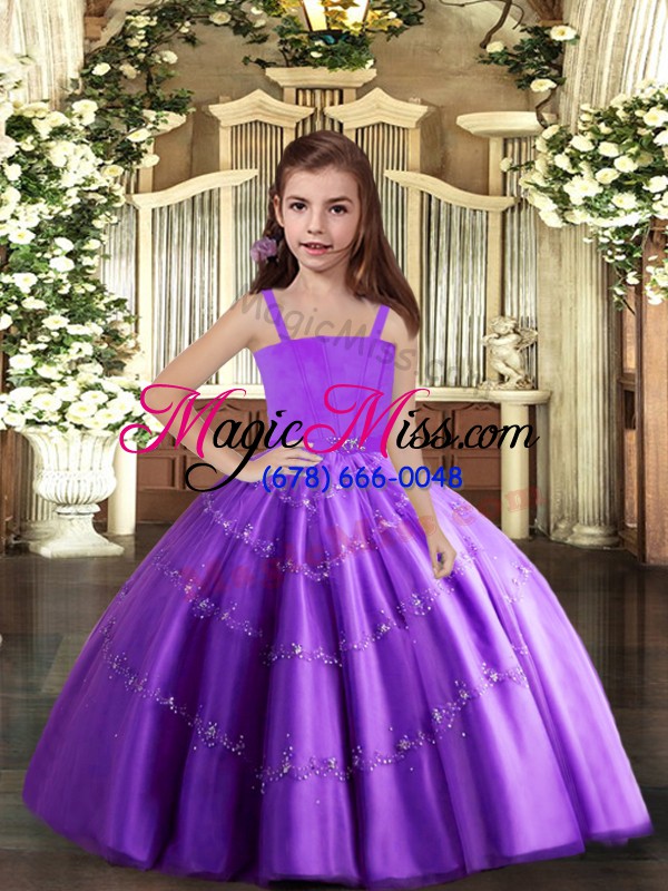 wholesale best purple neckline beading child pageant dress sleeveless lace up