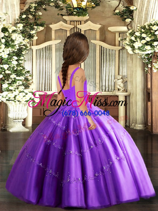wholesale best purple neckline beading child pageant dress sleeveless lace up