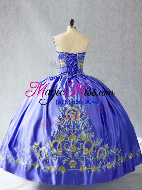 wholesale on sale sweetheart sleeveless satin sweet 16 dress embroidery lace up