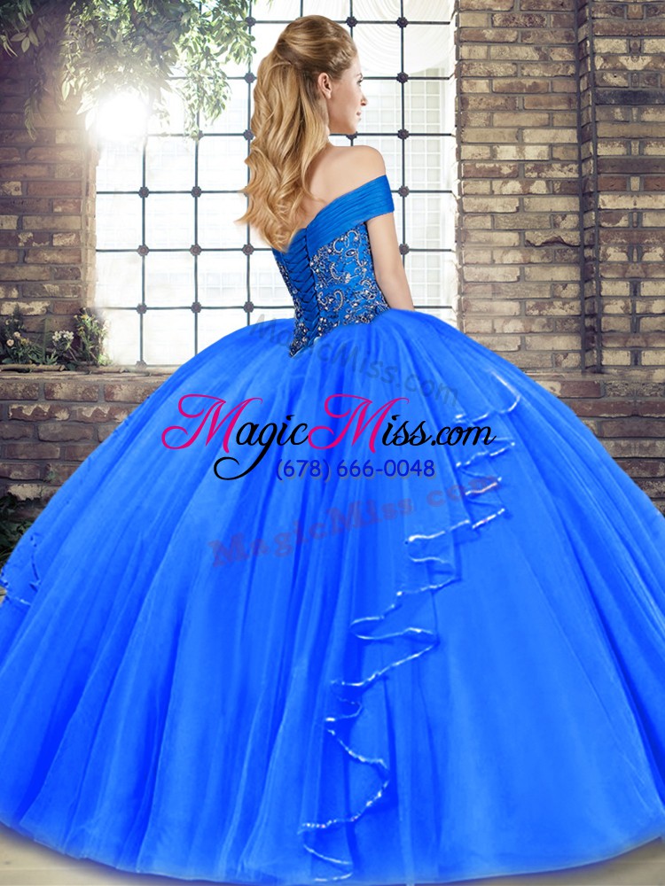 wholesale off the shoulder sleeveless quinceanera gowns floor length beading and ruffles apple green tulle