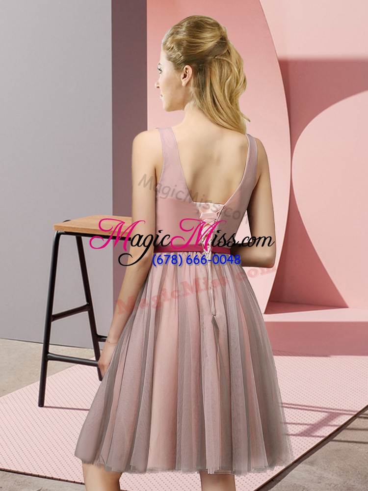 wholesale low price knee length apple green dama dress for quinceanera tulle sleeveless appliques