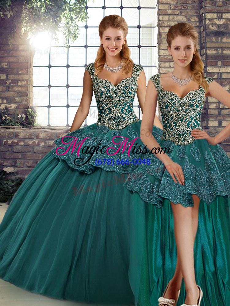 wholesale latest sleeveless beading and appliques lace up quince ball gowns