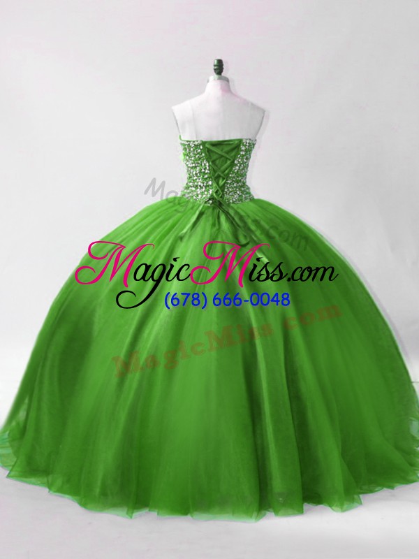 wholesale fitting green sleeveless beading floor length vestidos de quinceanera