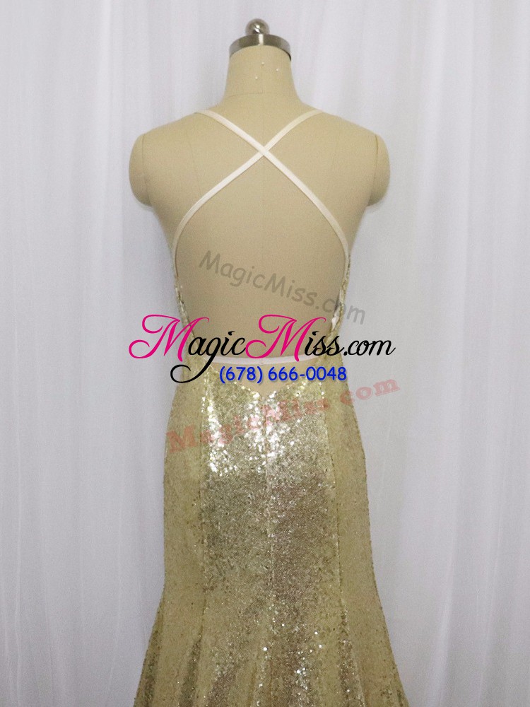 wholesale wonderful sequined sleeveless prom dresses brush train and sequins