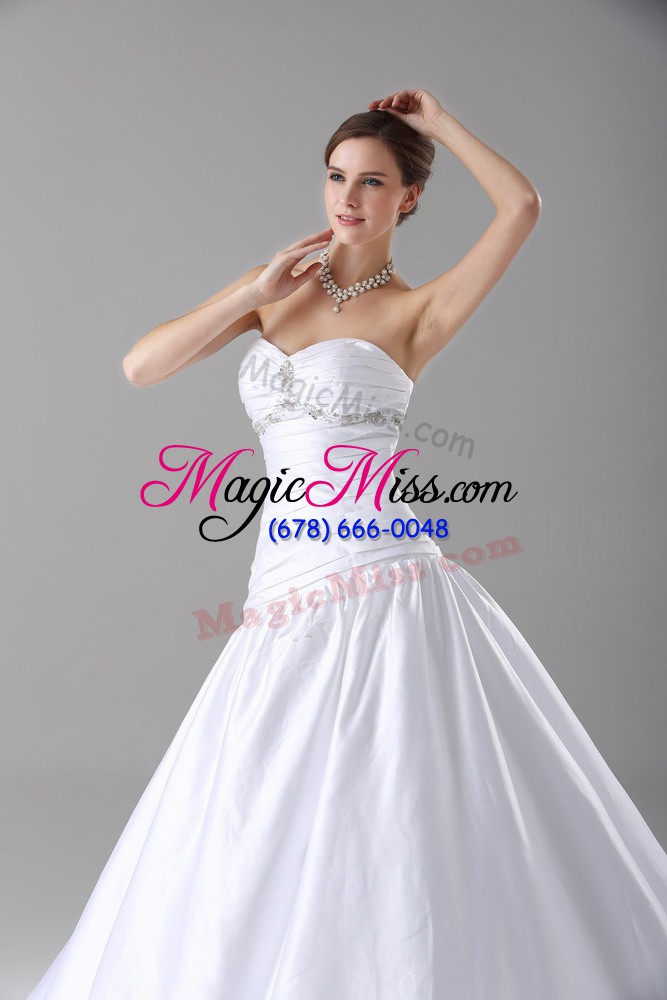 wholesale fashion white sleeveless beading lace up wedding gowns