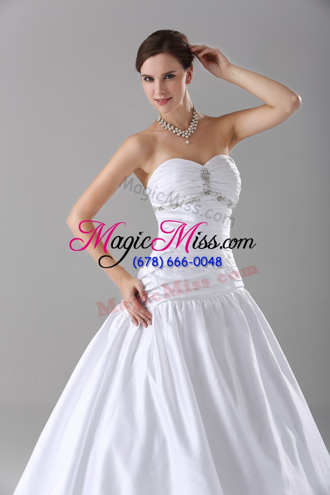 wholesale fashion white sleeveless beading lace up wedding gowns