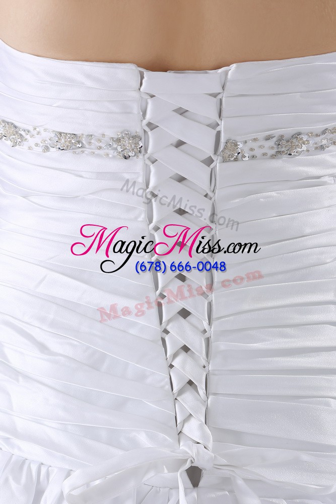 wholesale fashion white sleeveless beading lace up wedding gowns