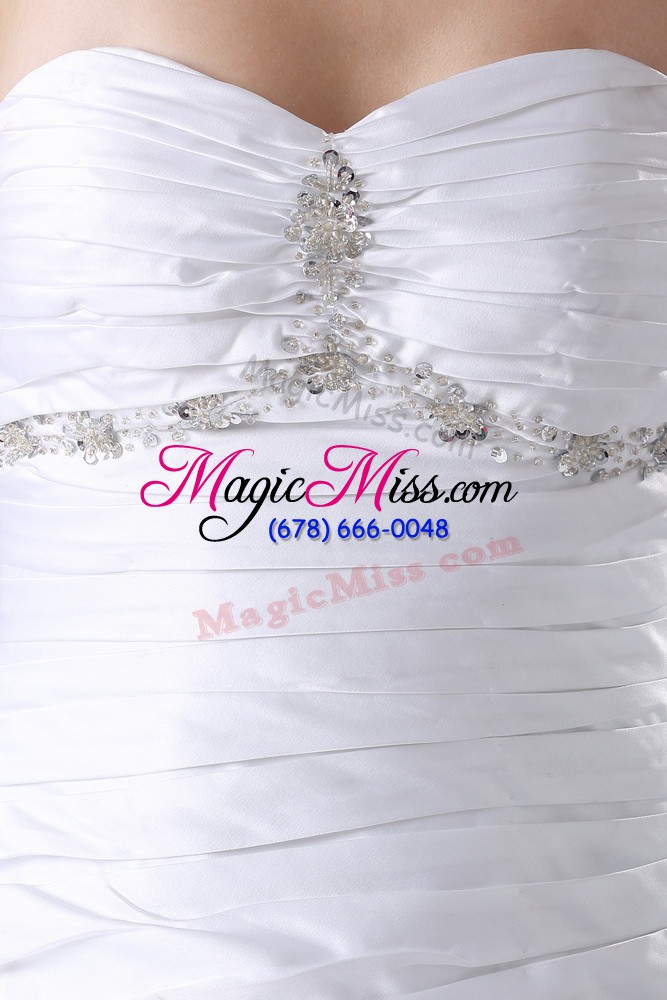 wholesale fashion white sleeveless beading lace up wedding gowns