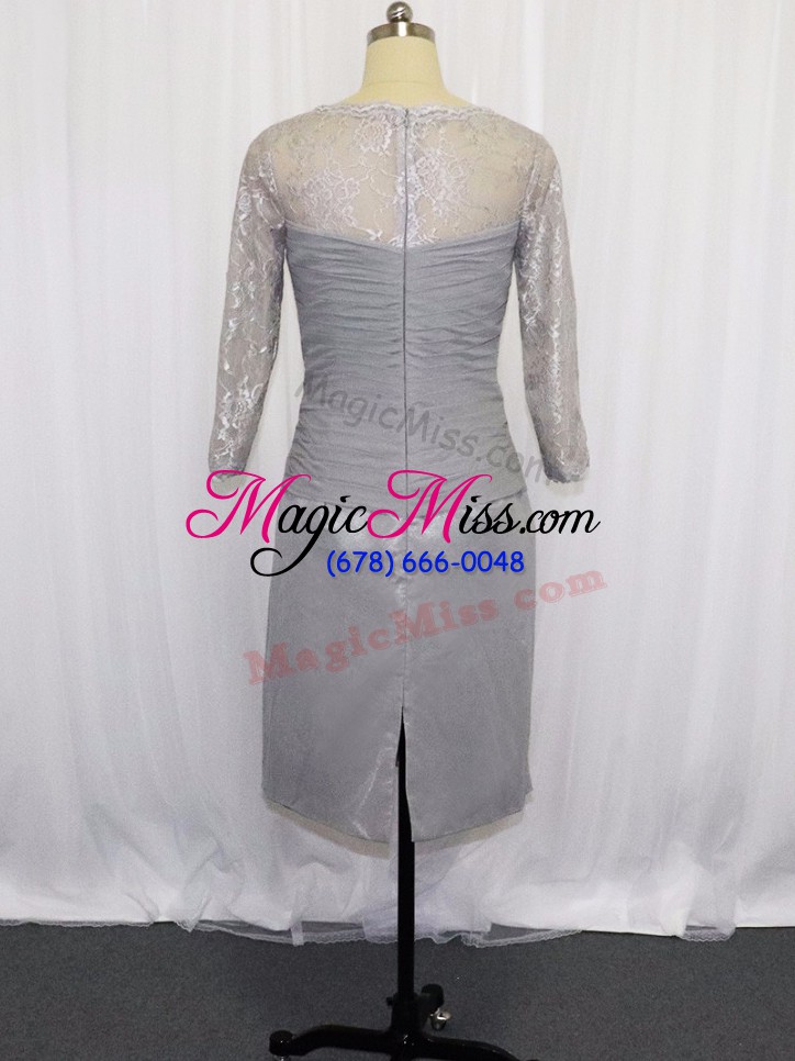 wholesale stylish knee length column/sheath half sleeves grey zipper