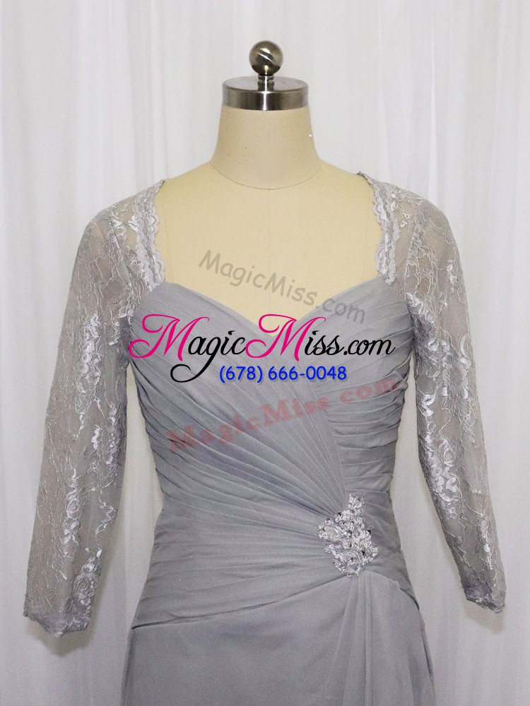 wholesale stylish knee length column/sheath half sleeves grey zipper