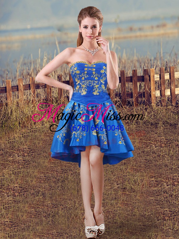 wholesale noble royal blue lace up 15th birthday dress embroidery and ruffles sleeveless floor length