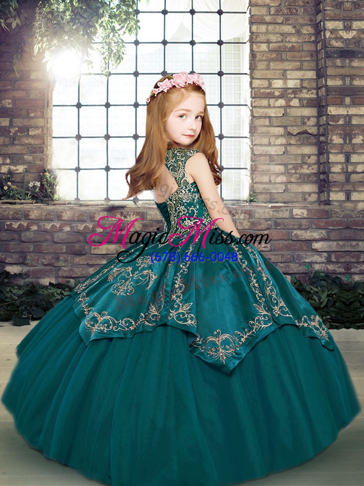 wholesale straps sleeveless organza little girls pageant dress wholesale beading and embroidery lace up