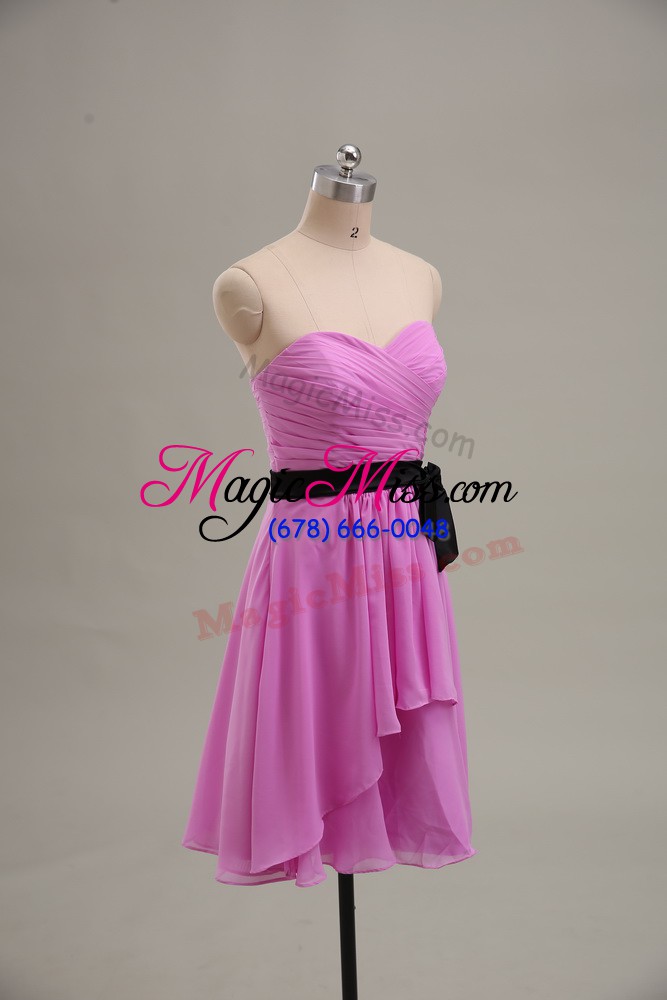 wholesale chiffon sweetheart sleeveless zipper ruching prom dresses in lilac