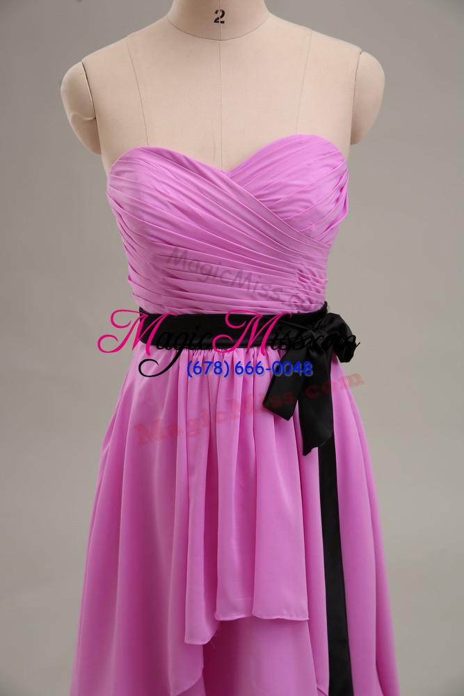 wholesale chiffon sweetheart sleeveless zipper ruching prom dresses in lilac