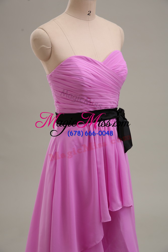 wholesale chiffon sweetheart sleeveless zipper ruching prom dresses in lilac