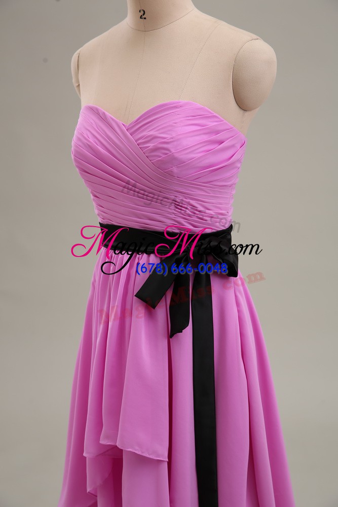 wholesale chiffon sweetheart sleeveless zipper ruching prom dresses in lilac