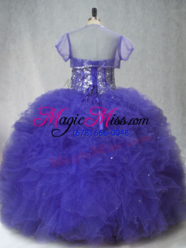 wholesale glittering purple ball gowns tulle sweetheart sleeveless beading and ruffles floor length lace up sweet 16 dresses