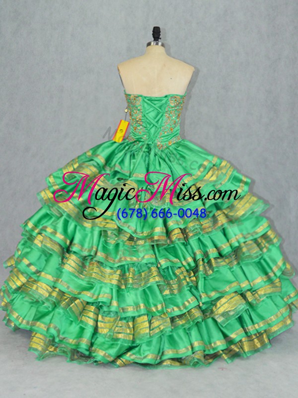 wholesale fitting sleeveless lace up floor length embroidery and ruffled layers sweet 16 quinceanera dress