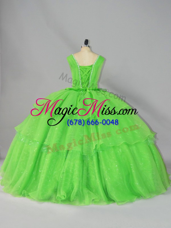 wholesale glittering sleeveless beading and ruffled layers and ruching floor length quinceanera dress