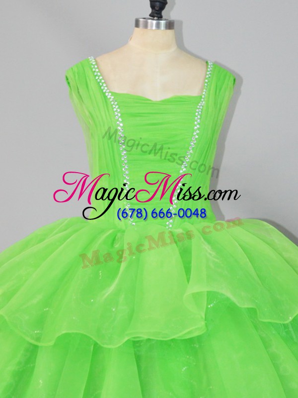 wholesale glittering sleeveless beading and ruffled layers and ruching floor length quinceanera dress