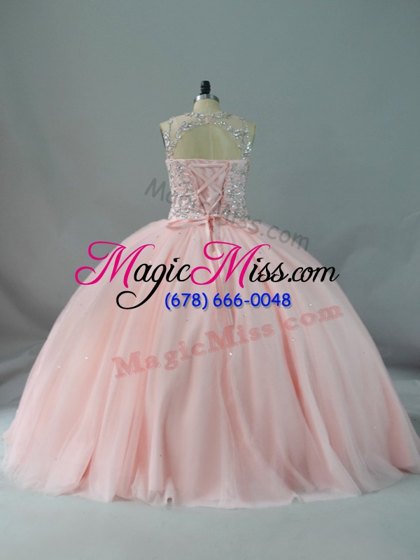 wholesale ball gowns sleeveless peach quince ball gowns lace up